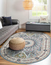 Persian Elegance Collection Area Rug -  Hamedan (Blue) Oval Blue  lifestyle 44