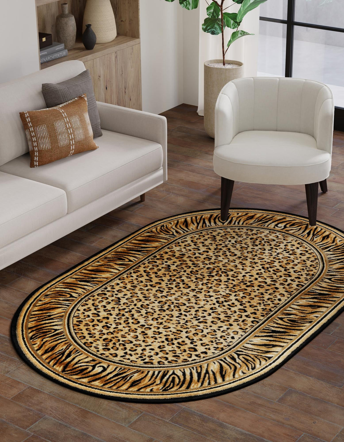 Savannah Sojourn Collection Area Rug -  Chobe Oval Light Brown  lifestyle 30