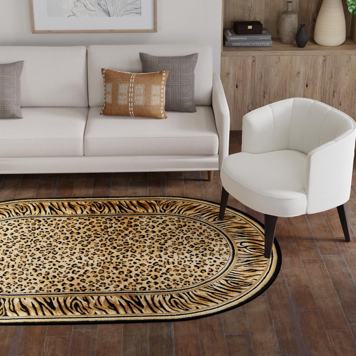 Savannah Sojourn Collection Area Rug -  Chobe Oval Light Brown  lifestyle 80