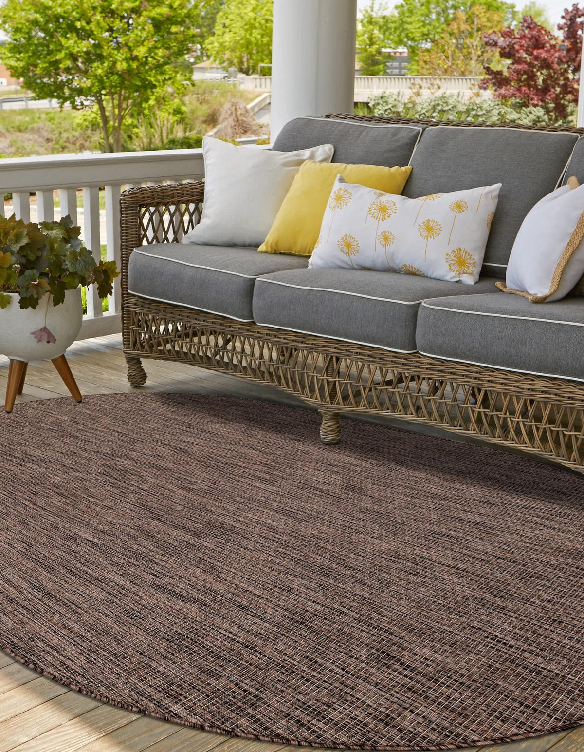 Patio Perfection Collection Area Rug - Veranda (Light Brown) Oval Light Brown  lifestyle 10
