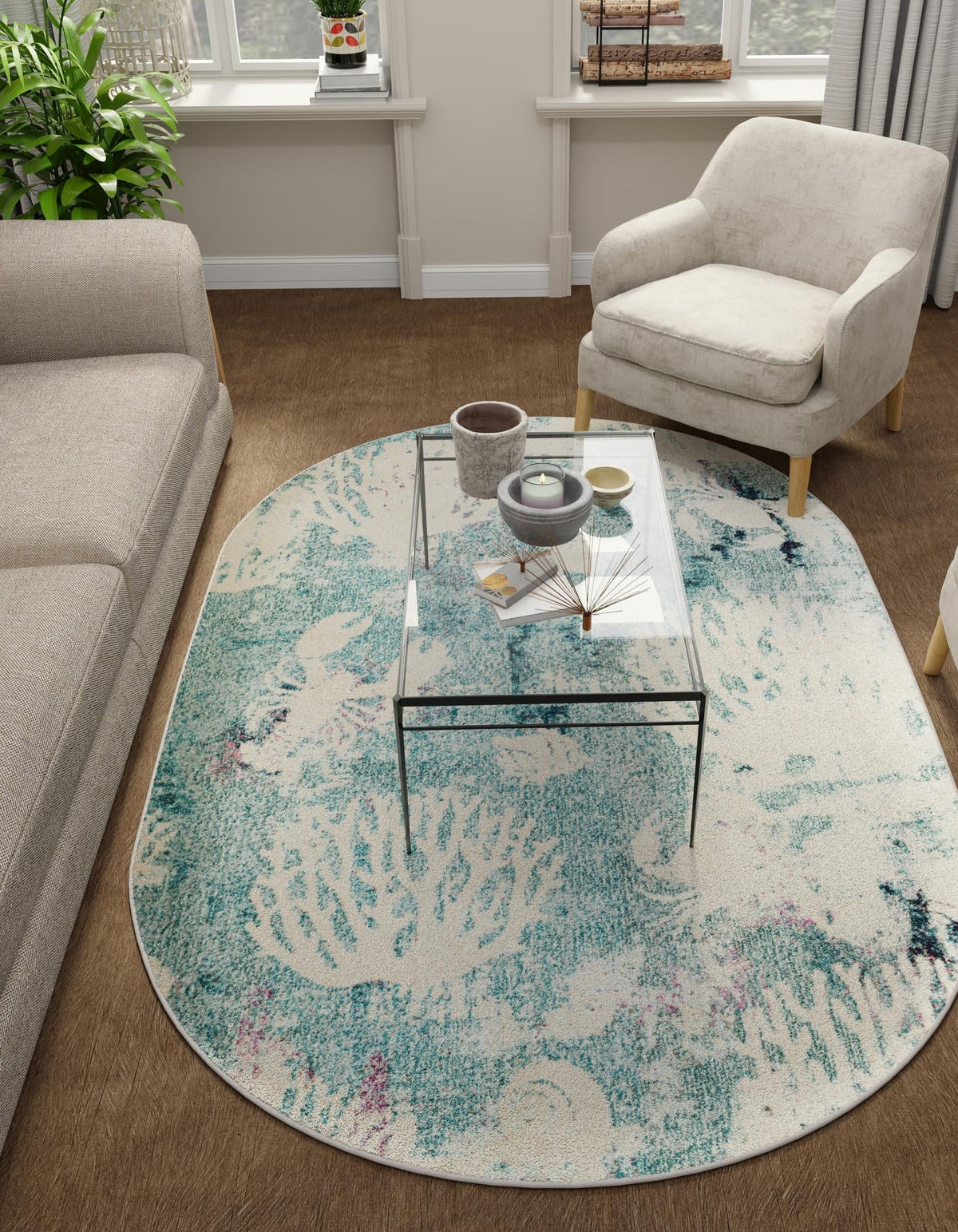 Sorrento Shores Collection Area Rug -  Vico Oval Light Blue  lifestyle 33
