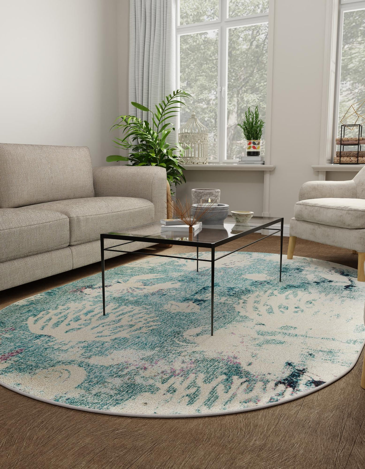 Sorrento Shores Collection Area Rug -  Vico Oval Light Blue  lifestyle 37