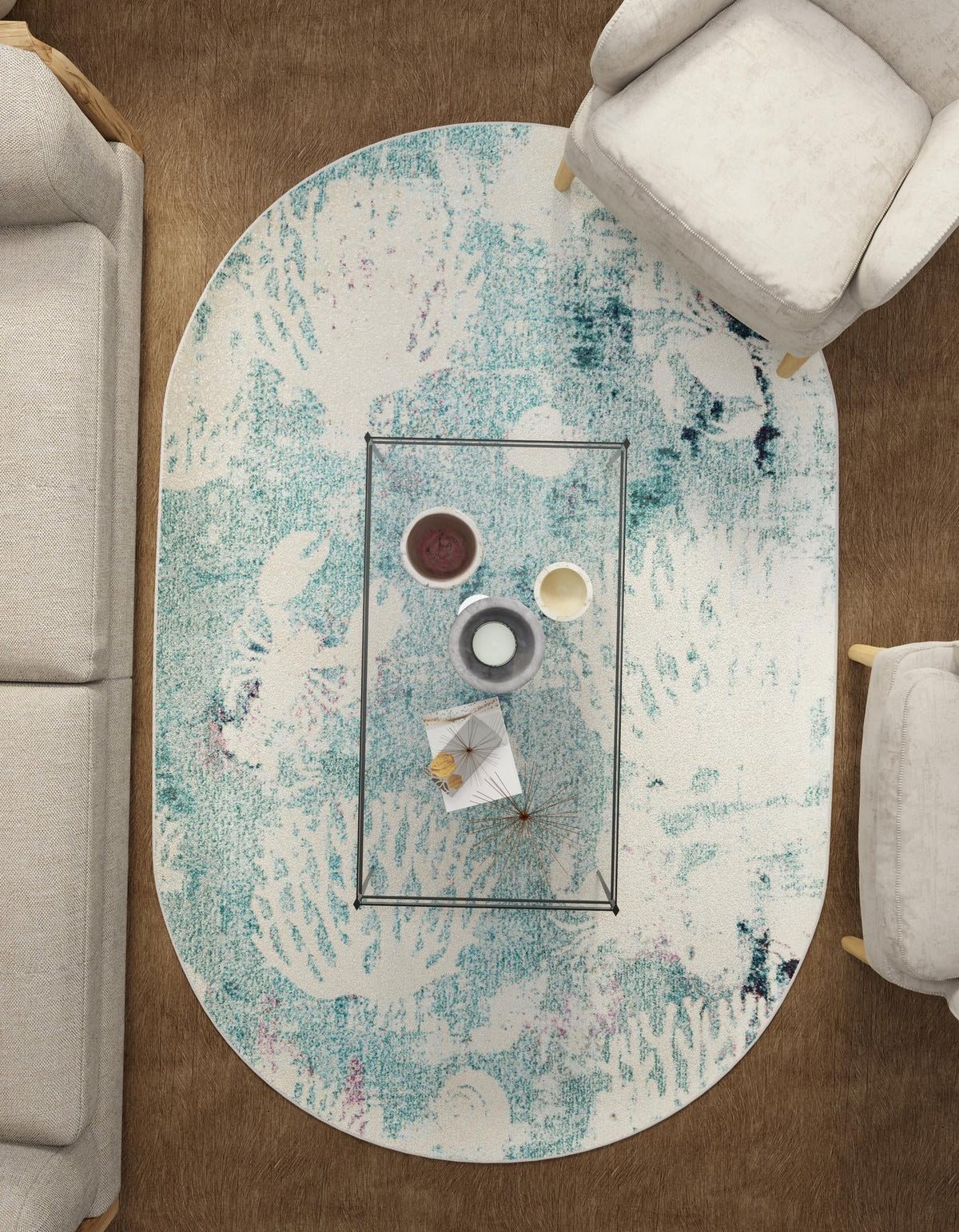 Sorrento Shores Collection Area Rug -  Vico Oval Light Blue  lifestyle 58