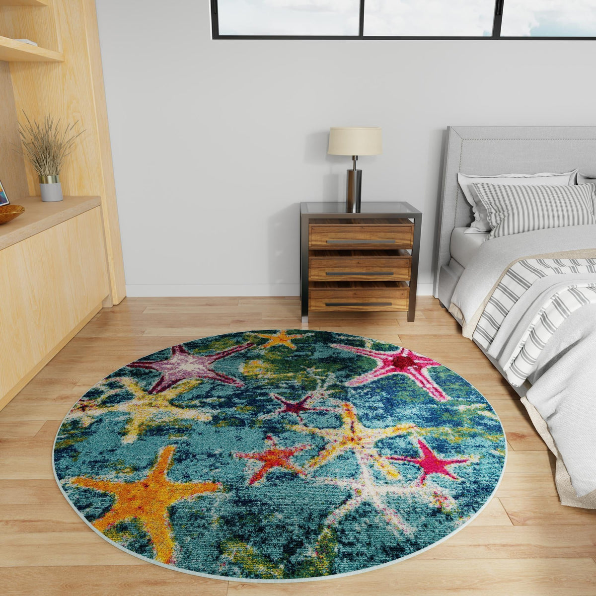 Sorrento Shores Collection Area Rug - Positano Round Navy Blue  lifestyle 85