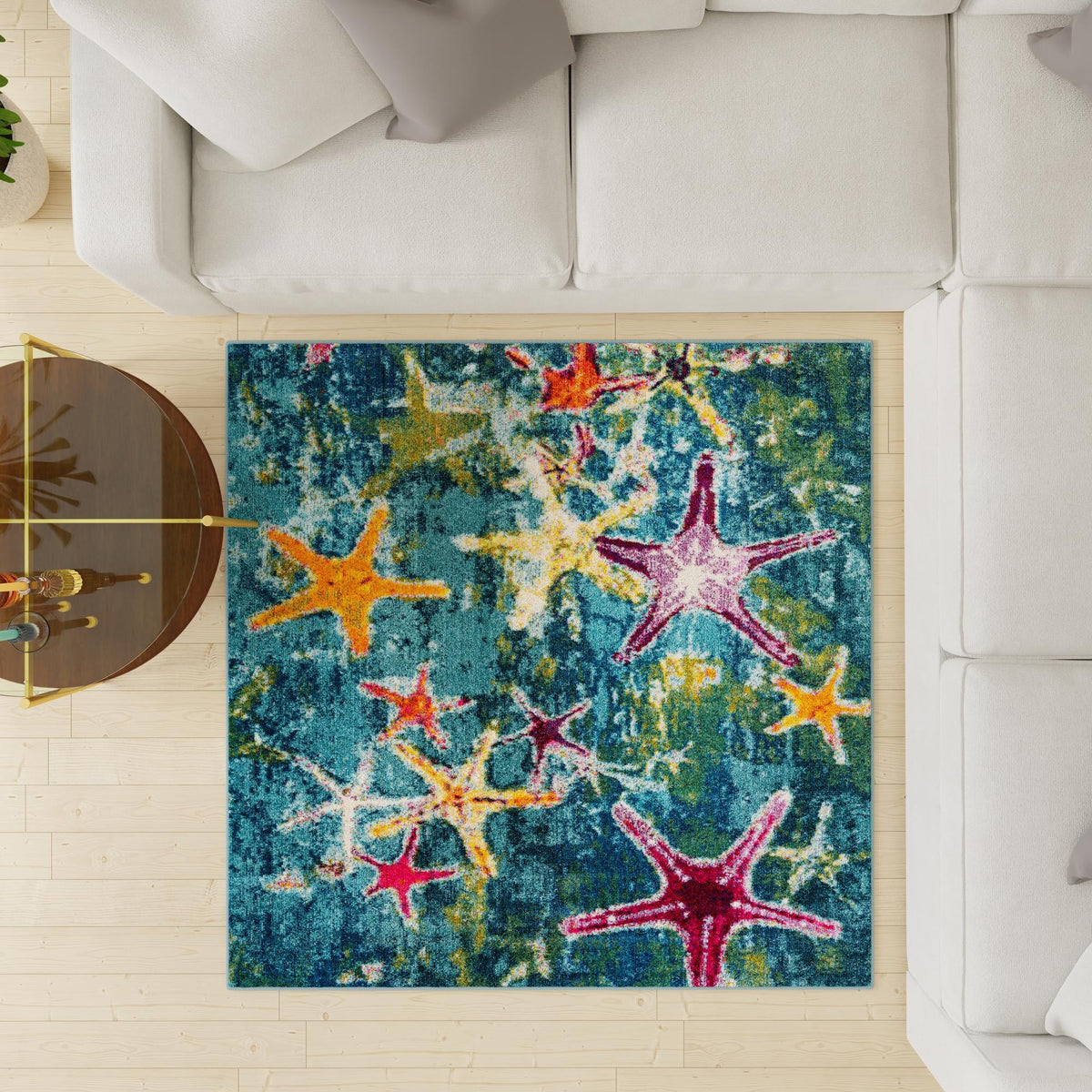 Sorrento Shores Collection Area Rug - Positano Square Navy Blue  lifestyle 88