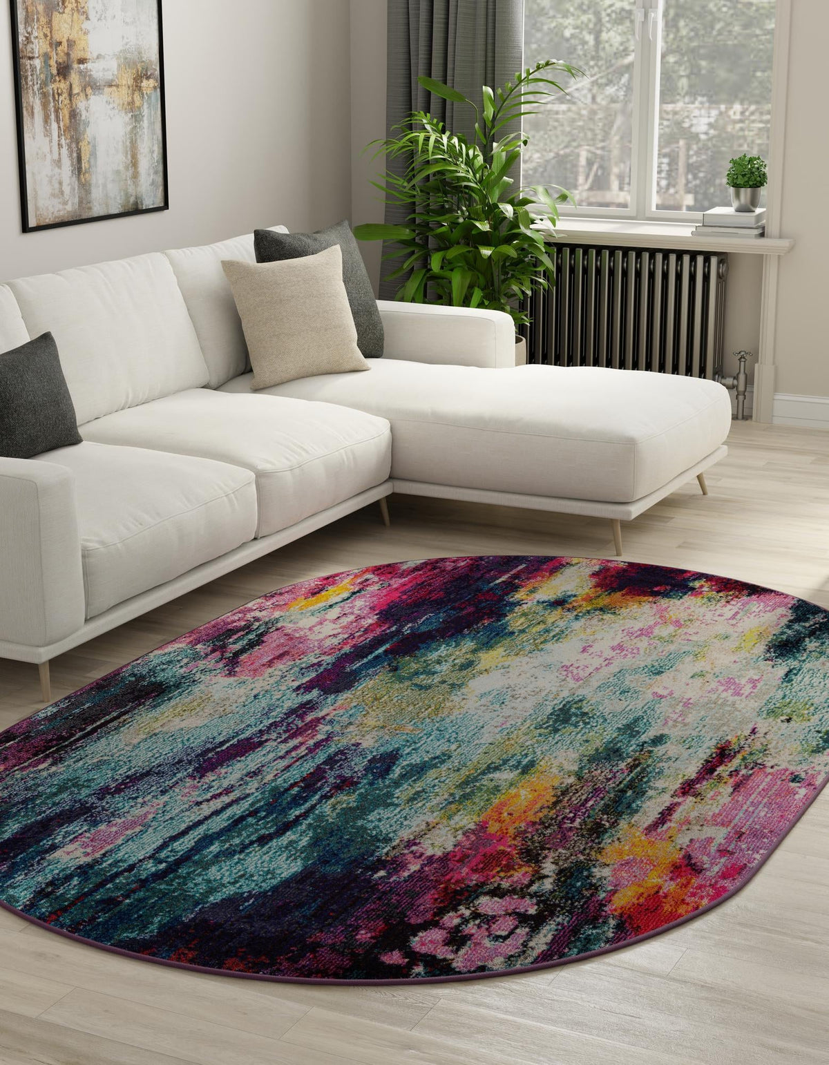 Chromatic Oasis Collection Area Rug -  Oasis Oval Multi  lifestyle 33