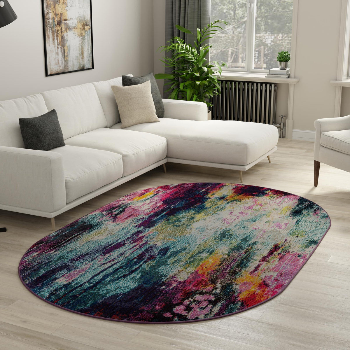 Chromatic Oasis Collection Area Rug -  Oasis Oval Multi  lifestyle 98