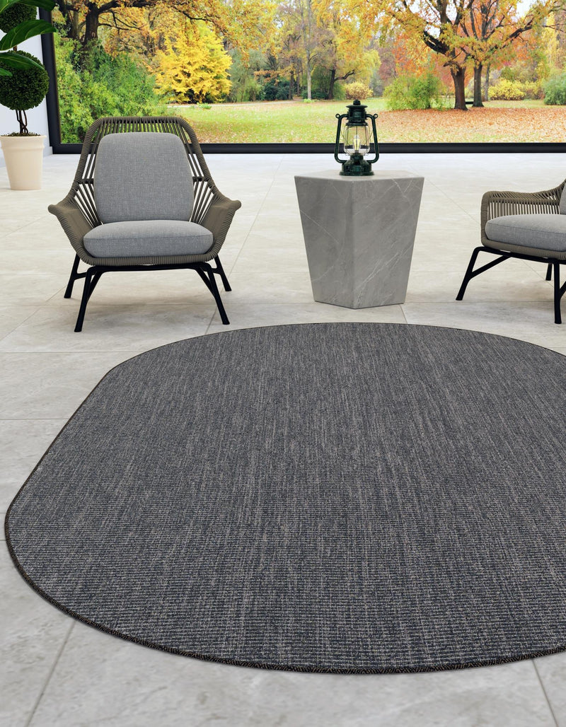 Patio Perfection Collection Area Rug - Veranda (Black) Oval Black  lifestyle 0