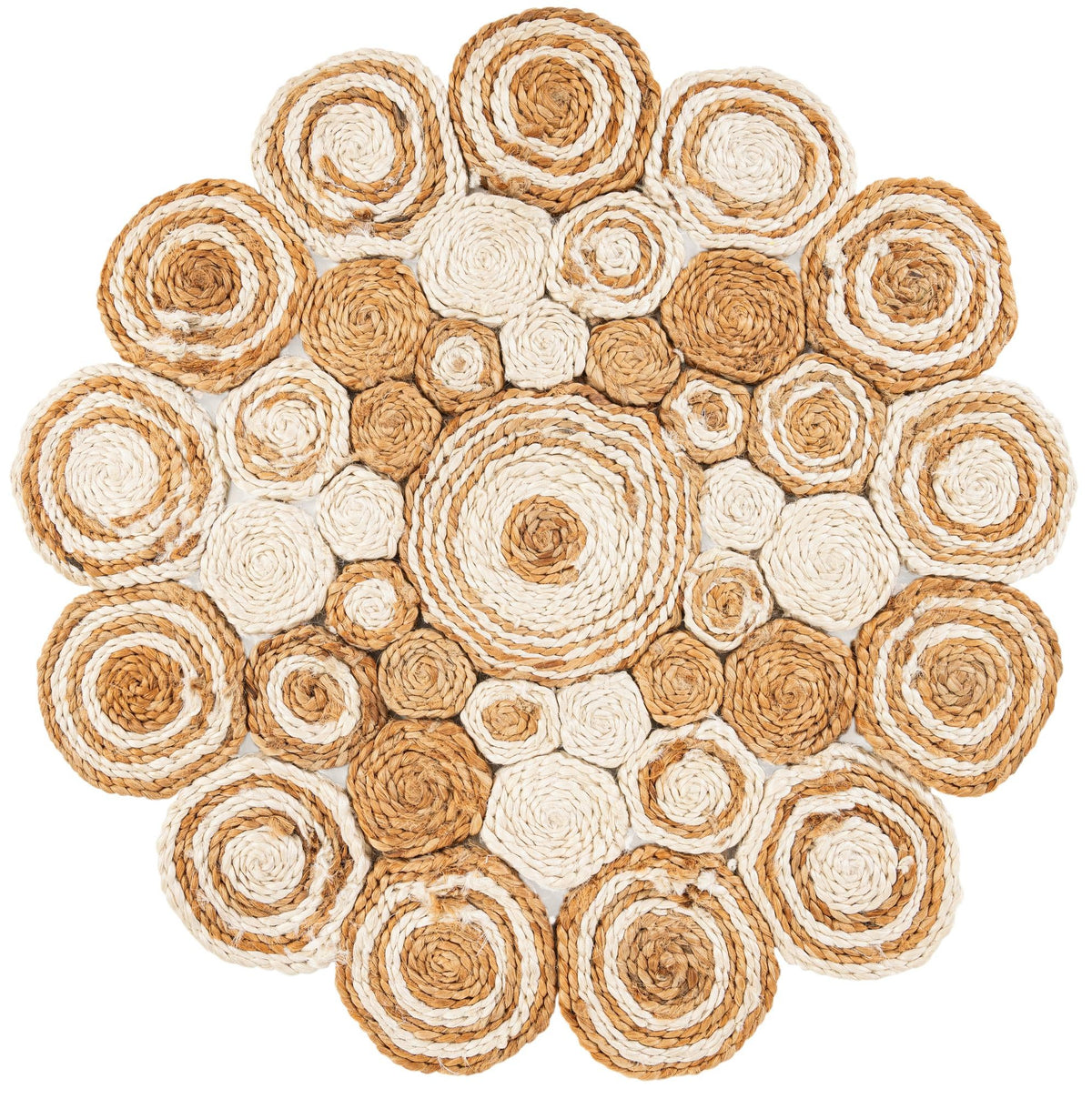 Woven Seaside Jute Collection Area Rug - Sienna Round Natural and White  lifestyle 5