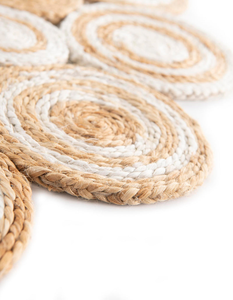 Woven Seaside Jute Collection Area Rug - Sienna Round Natural and White  lifestyle 50