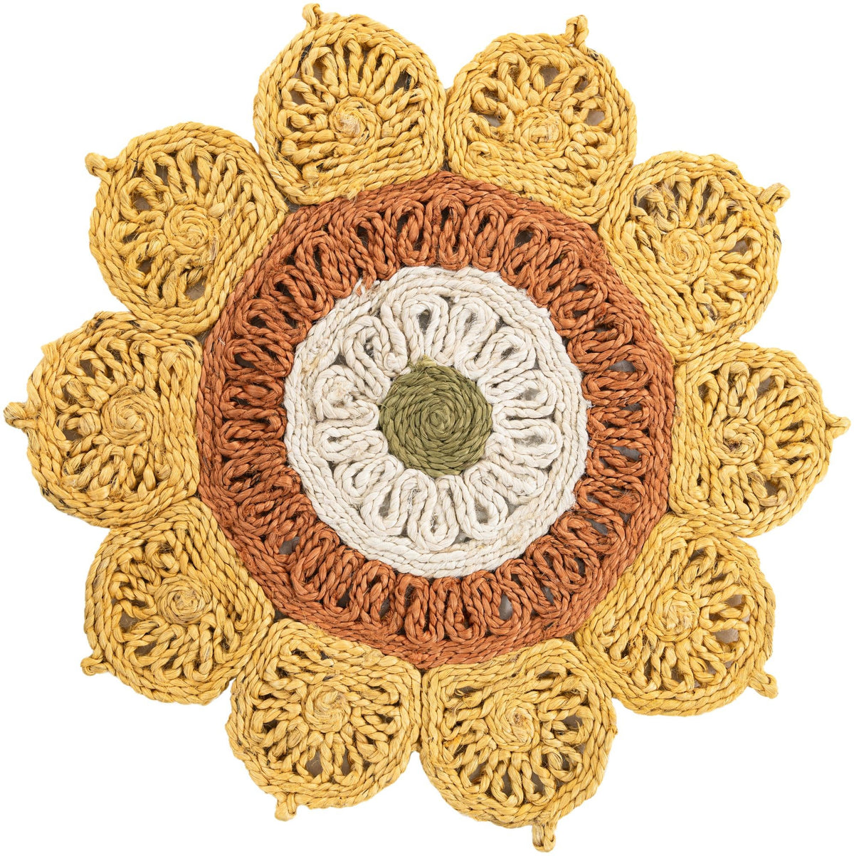 Woven Seaside Jute Collection Area Rug - Coastalhaven (Sunflower Yellow) Round Sunflower Yellow  lifestyle 2