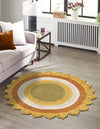 Woven Seaside Jute Collection Area Rug - Coastalhaven (Sunflower Yellow) Round Sunflower Yellow  lifestyle 4