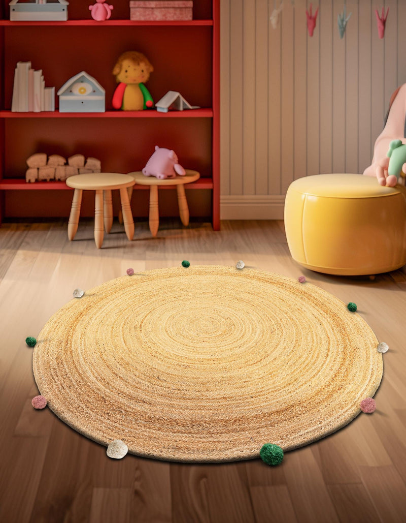 Playful Threads Jute Collection Area Rug - Tanglewood Round Multi  lifestyle 64