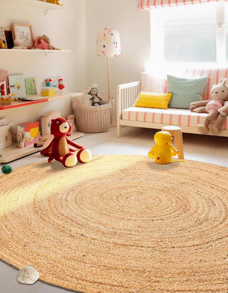 Playful Threads Jute Collection Area Rug - Tanglewood Round Multi  lifestyle 80