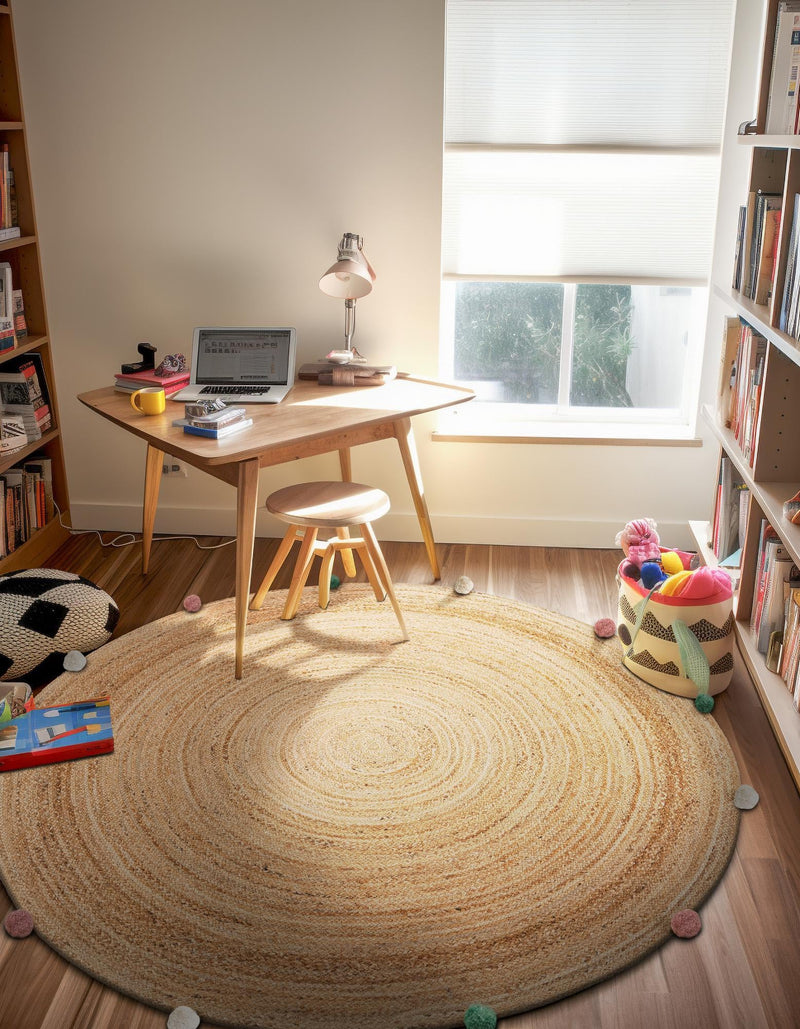 Playful Threads Jute Collection Area Rug - Tanglewood Round Multi  lifestyle 88
