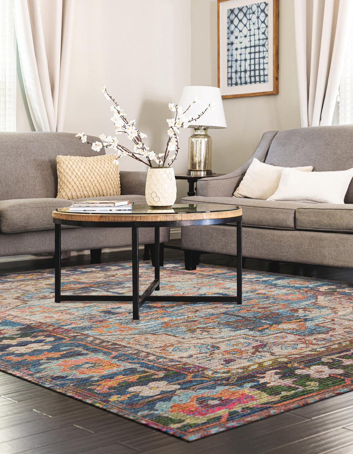 Desert Weave Jute Collection Area Rug -  Atacama Rectangle Multi  lifestyle 7