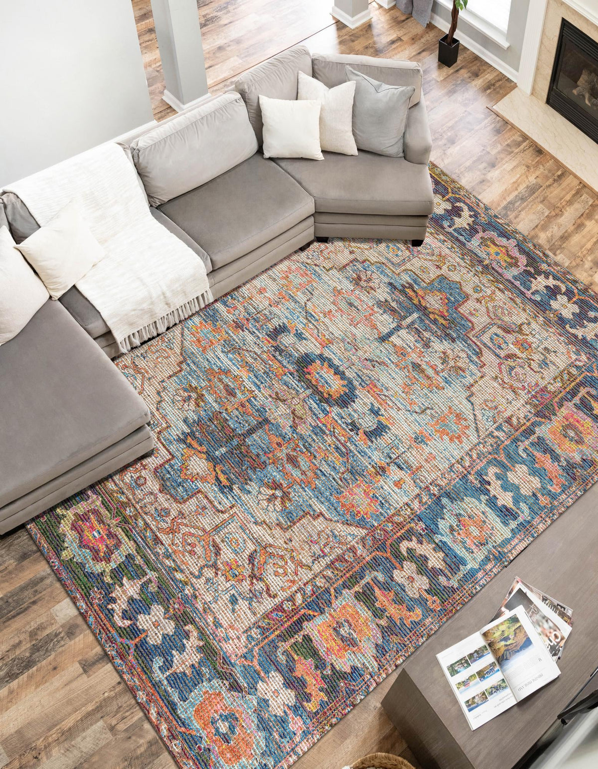 Desert Weave Jute Collection Area Rug -  Atacama Rectangle Multi  lifestyle 9
