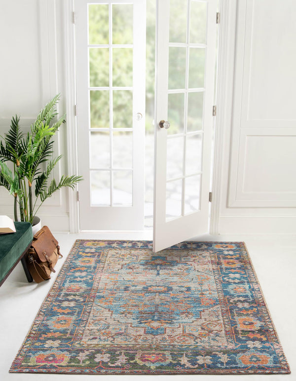 Desert Weave Jute Collection Area Rug -  Atacama Square Multi  lifestyle 27