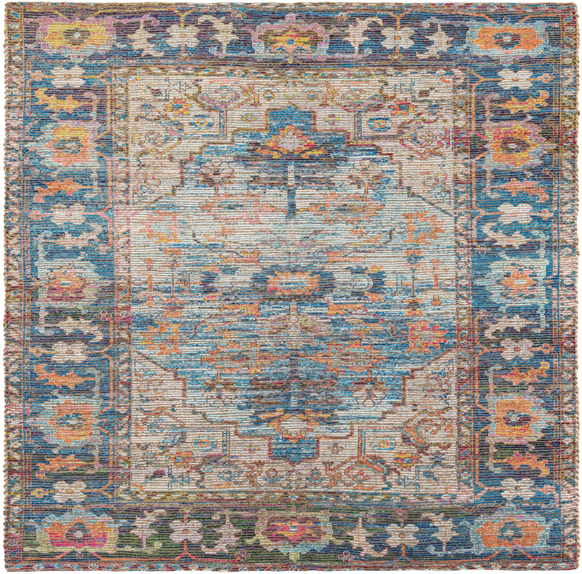 Desert Weave Jute Collection Area Rug -  Atacama Square Multi  lifestyle 25