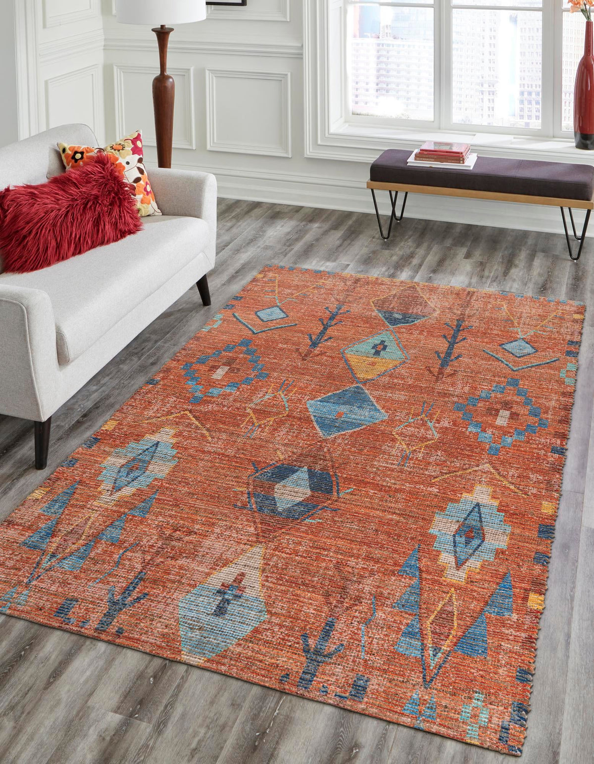 Desert Weave Jute Collection Area Rug -  Namib Rectangle Rust Red  lifestyle 2