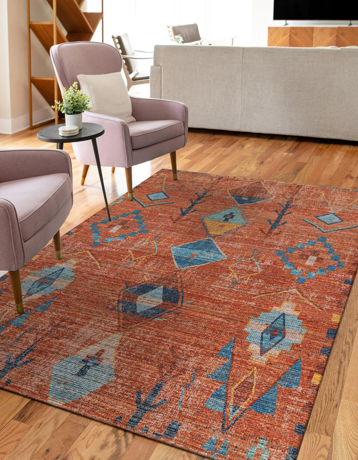 Desert Weave Jute Collection Area Rug -  Namib Rectangle Rust Red  lifestyle 4
