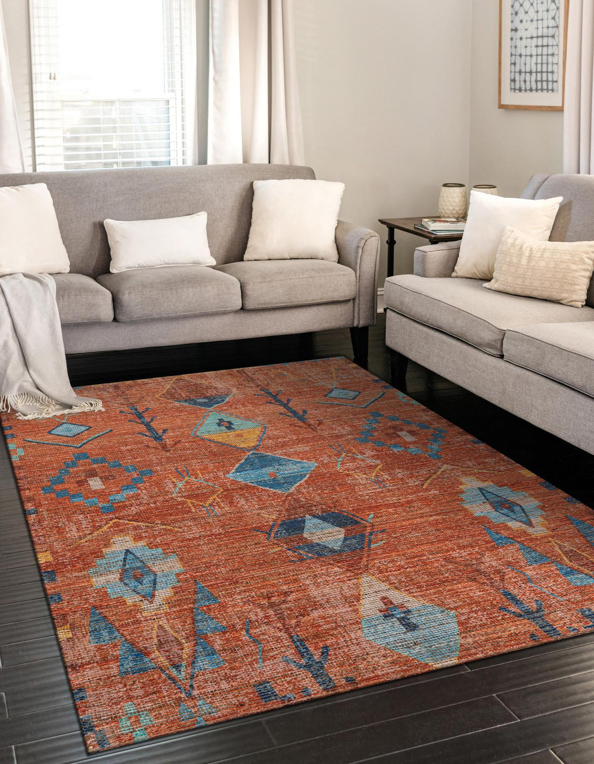 Desert Weave Jute Collection Area Rug -  Namib Rectangle Rust Red  lifestyle 5