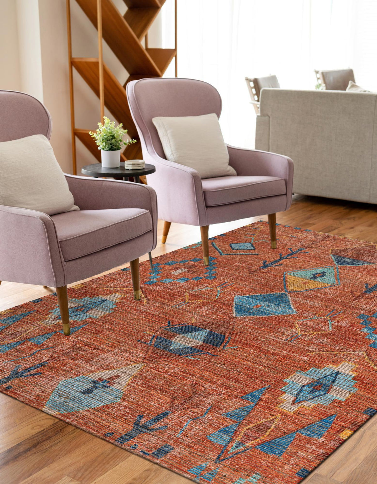 Desert Weave Jute Collection Area Rug -  Namib Rectangle Rust Red  lifestyle 7