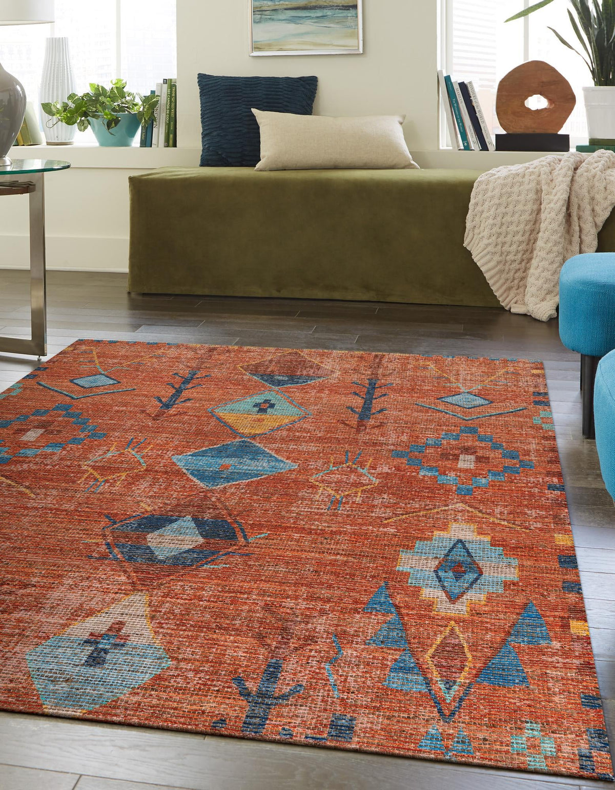 Desert Weave Jute Collection Area Rug -  Namib Rectangle Rust Red  lifestyle 11