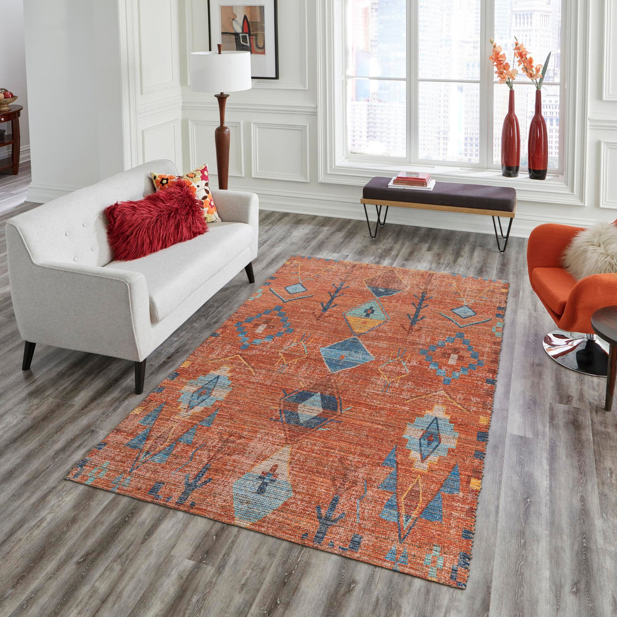 Desert Weave Jute Collection Area Rug -  Namib Rectangle Rust Red  lifestyle 22