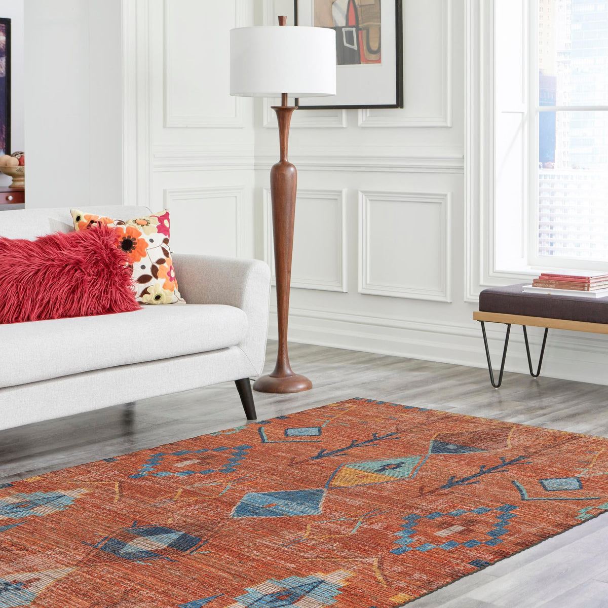 Desert Weave Jute Collection Area Rug -  Namib Rectangle Rust Red  lifestyle 23