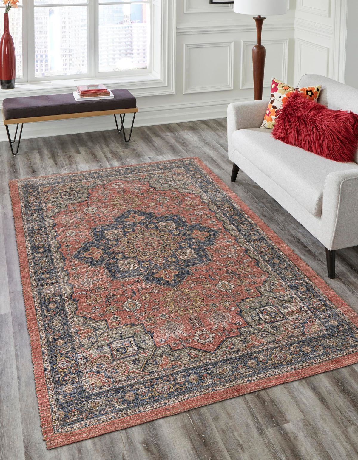 Desert Weave Jute Collection Area Rug -  Negev Rectangle Antique Red  lifestyle 2