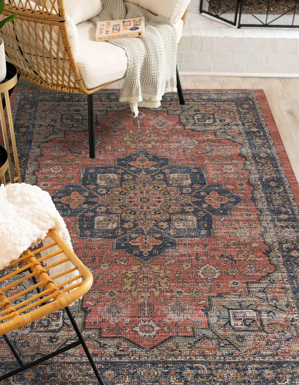 Desert Weave Jute Collection Area Rug -  Negev Rectangle Antique Red  lifestyle 9