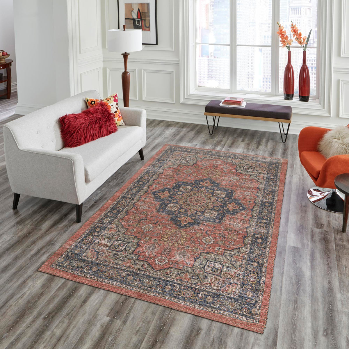 Desert Weave Jute Collection Area Rug -  Negev Rectangle Antique Red  lifestyle 22