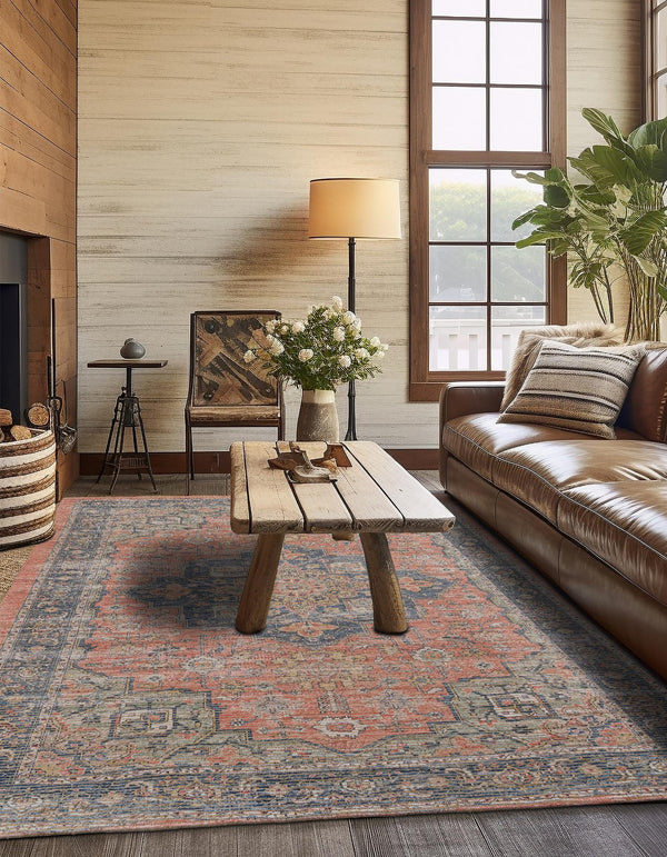 Desert Weave Jute Collection Area Rug -  Negev Square Antique Red  lifestyle 39