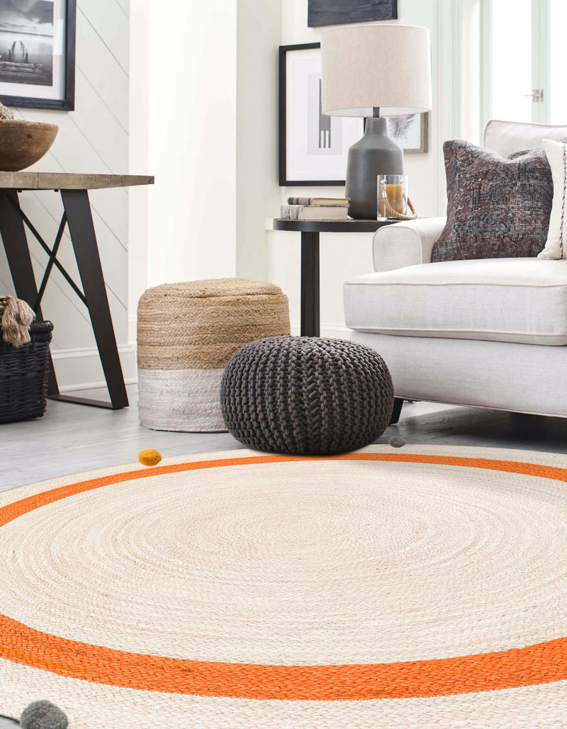 Playful Threads Jute Collection Area Rug - Tanglewood Round White  lifestyle 48