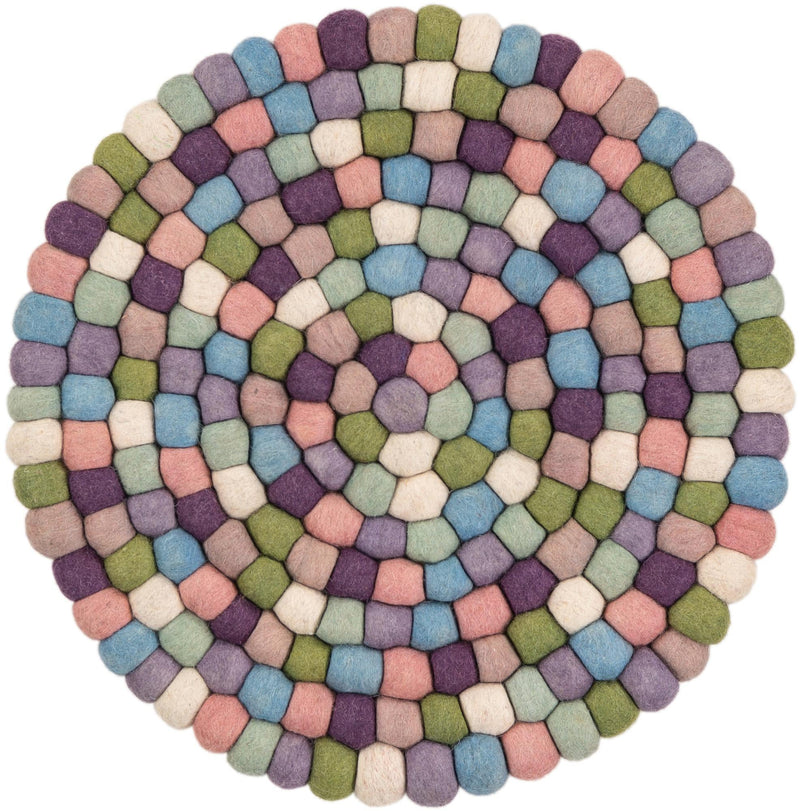 Wool Sphere Alley Collection Area Rug - Sphereville (Pink and Purple) Round Pink and Purple  lifestyle 12