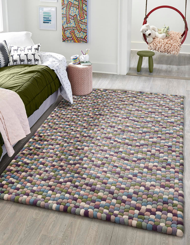Woolen Sphere Collection Area Rug - Sphereville (Pink and Purple) Rectangle Pink and Purple  lifestyle 2