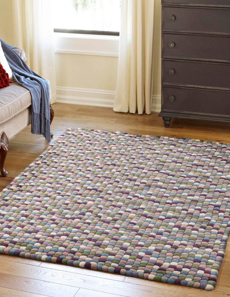 Woolen Sphere Collection Area Rug - Sphereville (Pink and Purple) Rectangle Pink and Purple  lifestyle 6
