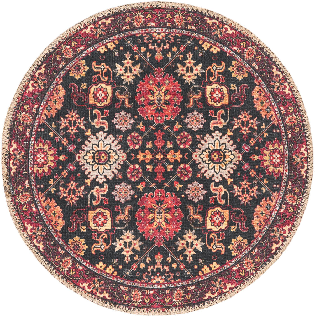 Heritage Elegance Collection Area Rug -  Himeji Round Black  lifestyle 71