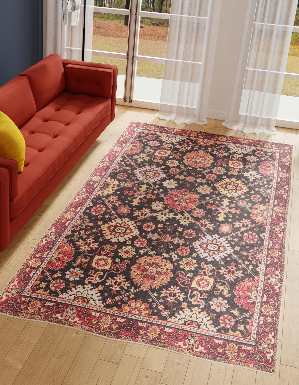 Heritage Elegance Collection Area Rug -  Himeji Rectangle Black  lifestyle 5