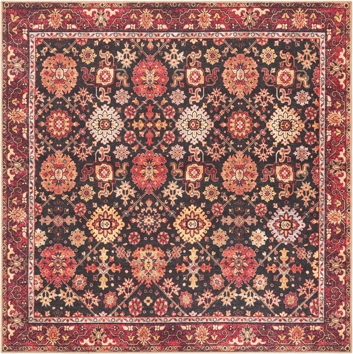 Heritage Elegance Collection Area Rug -  Himeji Square Black  lifestyle 57