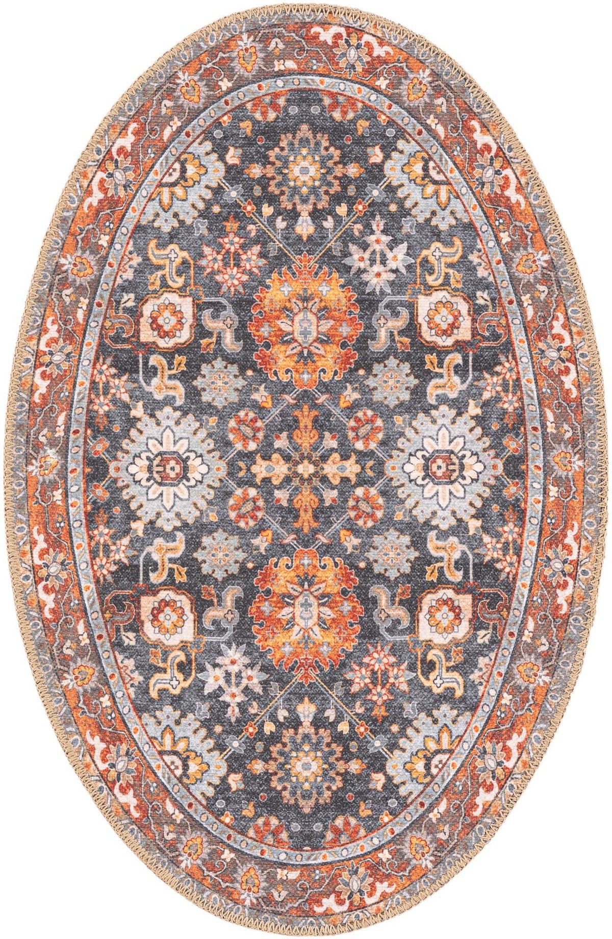 Heritage Elegance Collection Area Rug -  Himeji Oval Navy Blue  lifestyle 80