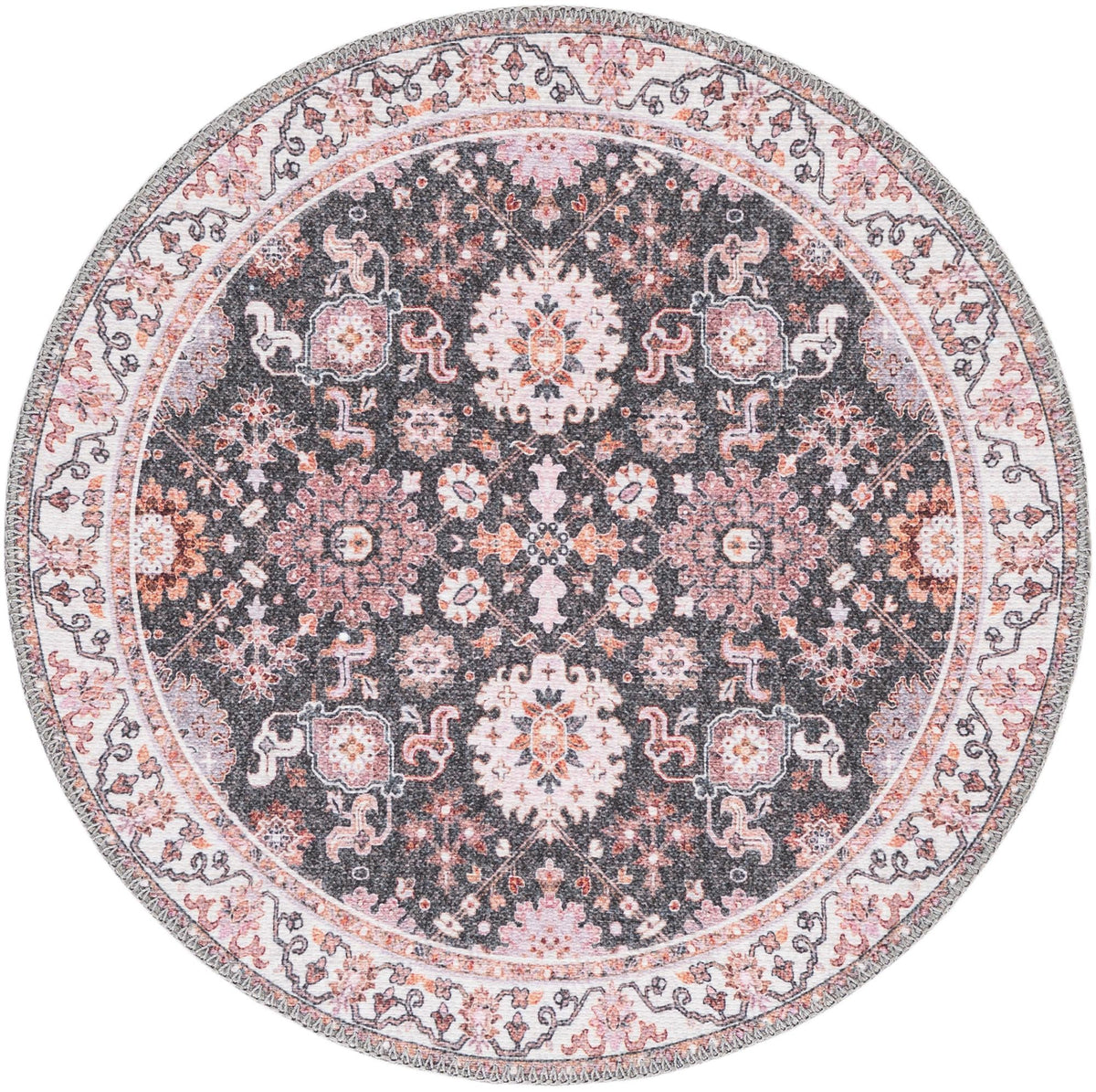 Heritage Elegance Collection Area Rug -  Himeji Round Gray  lifestyle 53