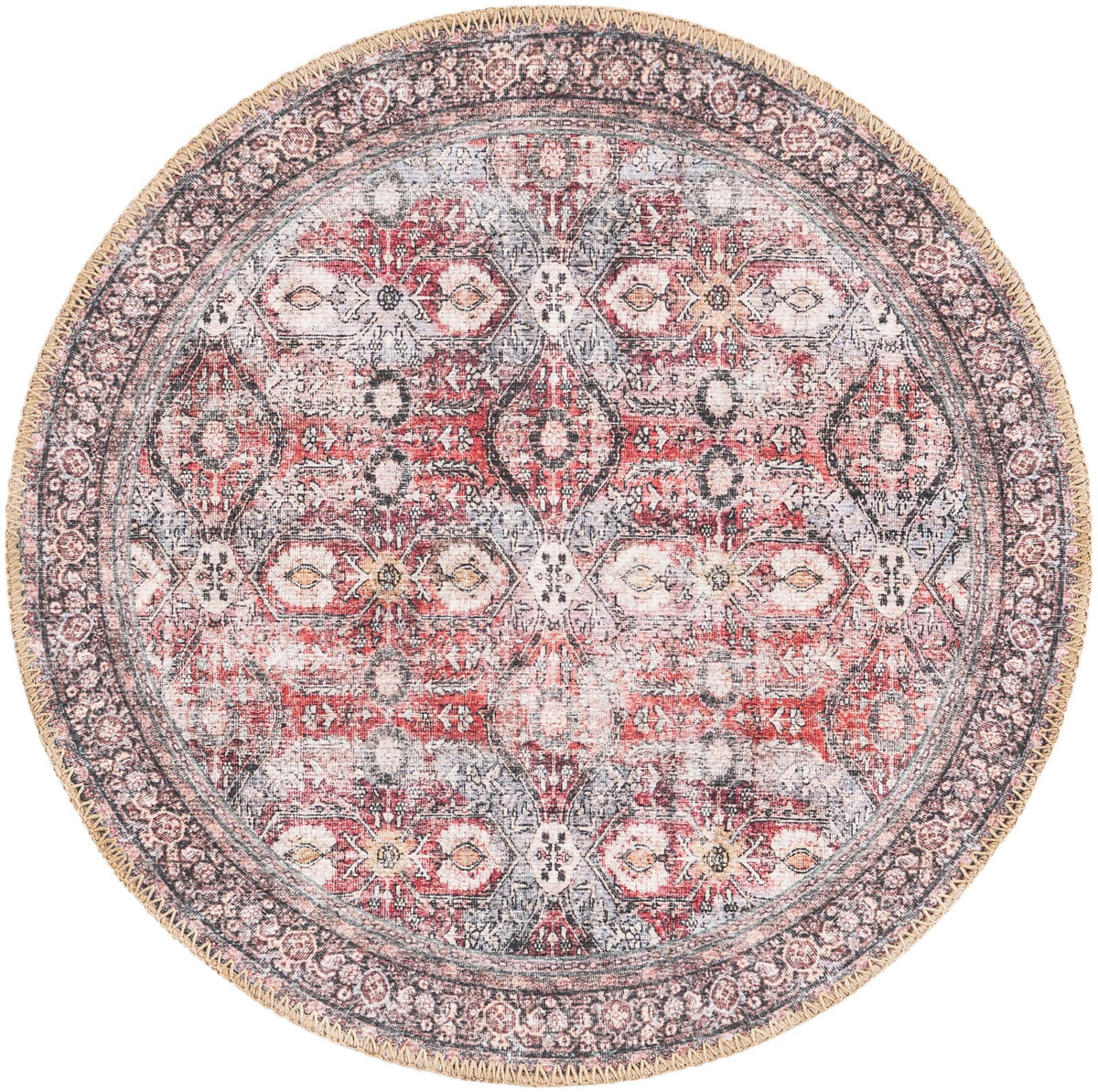 Heritage Elegance Collection Area Rug -  Hampton Round Antique Red  lifestyle 19