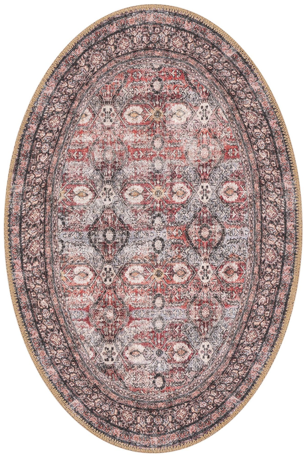 Heritage Elegance Collection Area Rug -  Hampton Oval Antique Red  lifestyle 20