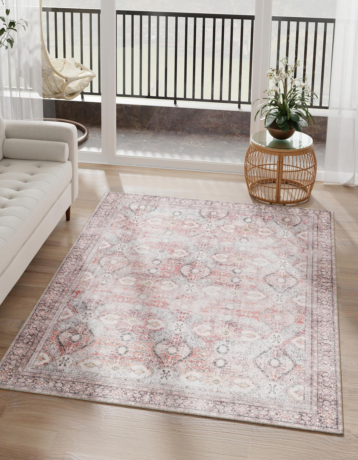 Heritage Elegance Collection Area Rug -  Hampton Rectangle Antique Red  lifestyle 2