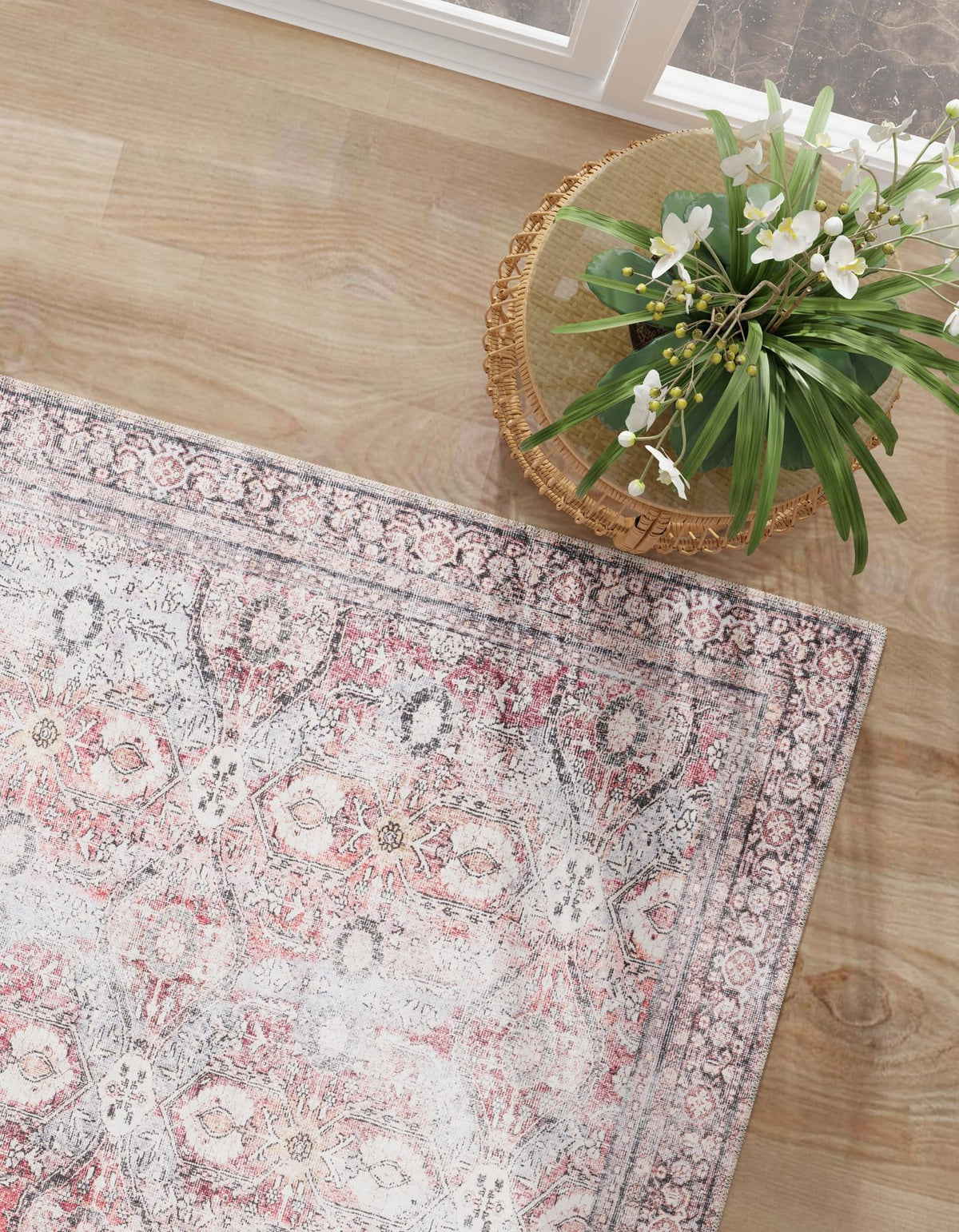 Heritage Elegance Collection Area Rug -  Hampton Rectangle Antique Red  lifestyle 4