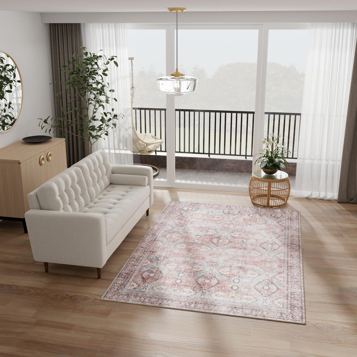 Heritage Elegance Collection Area Rug -  Hampton Rectangle Antique Red  lifestyle 15
