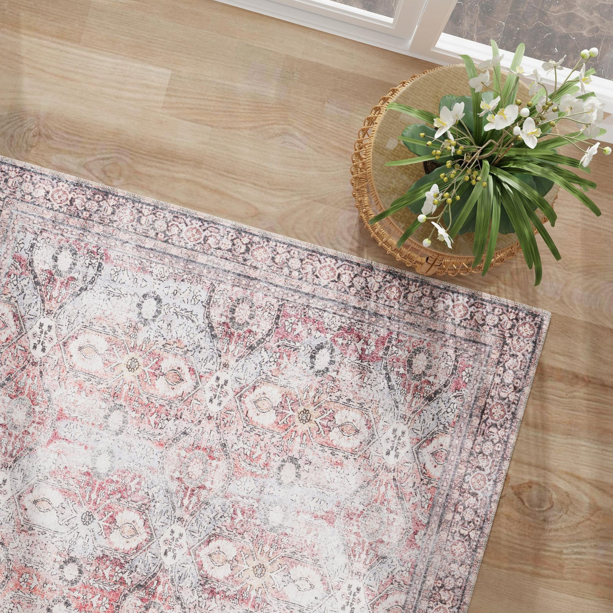 Heritage Elegance Collection Area Rug -  Hampton Rectangle Antique Red  lifestyle 17