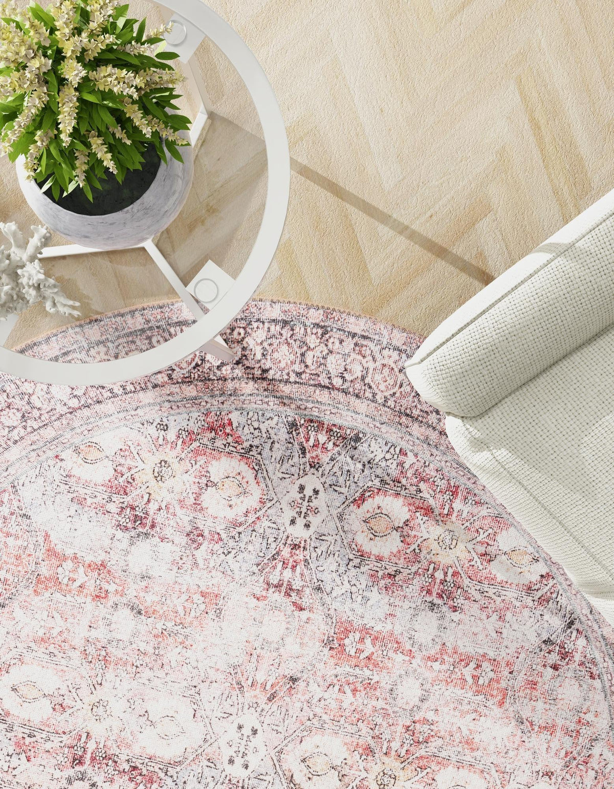 Heritage Elegance Collection Area Rug -  Hampton Round Antique Red  lifestyle 30